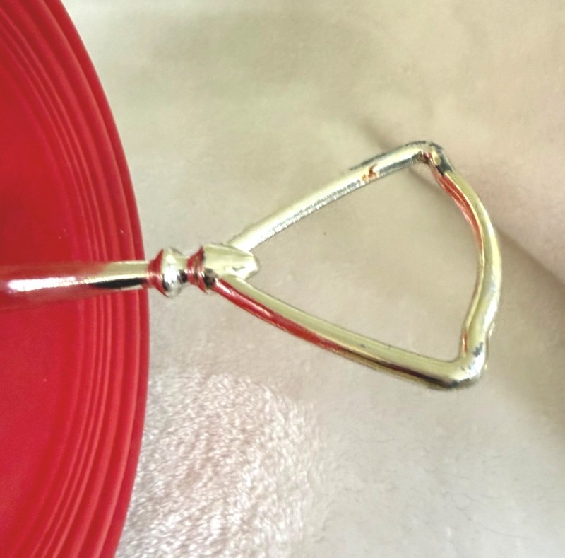 Fiesta Two-Tier serving Stand Red Ceramic Plates W/ Silver Metal Handle vintage gallery