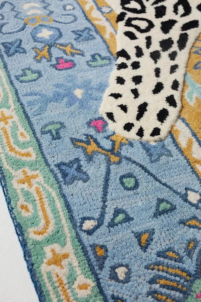 9x12 ft Octavia Leopard Blue & Gold Modern Hand-Tufted 100% NZ wool| India Rug gallery
