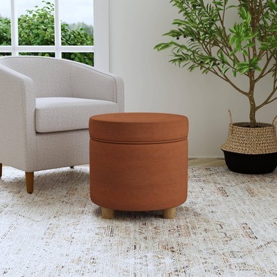 HomePop Velvet Storage Ottoman Round Modern Bedroom Living Room Spice gallery