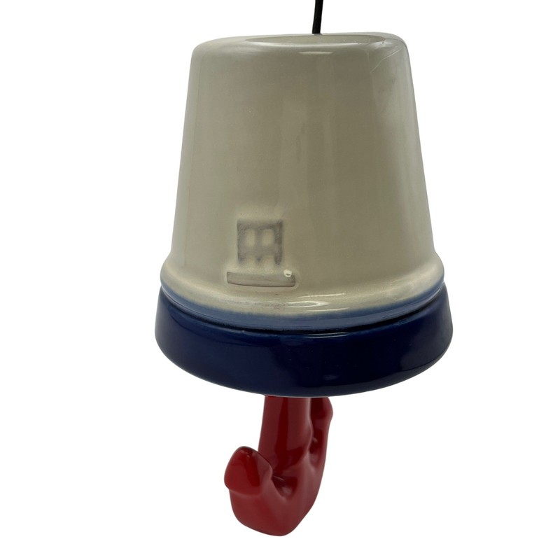 Nautical Ceramic Wind Chime Red White Blue Tiered Bells with Anchor Cottagecore gallery