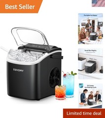 Countertop Ice Maker Machine with Handle, 26lbs in 24Hrs, 9 Ice Cubes Ready i…