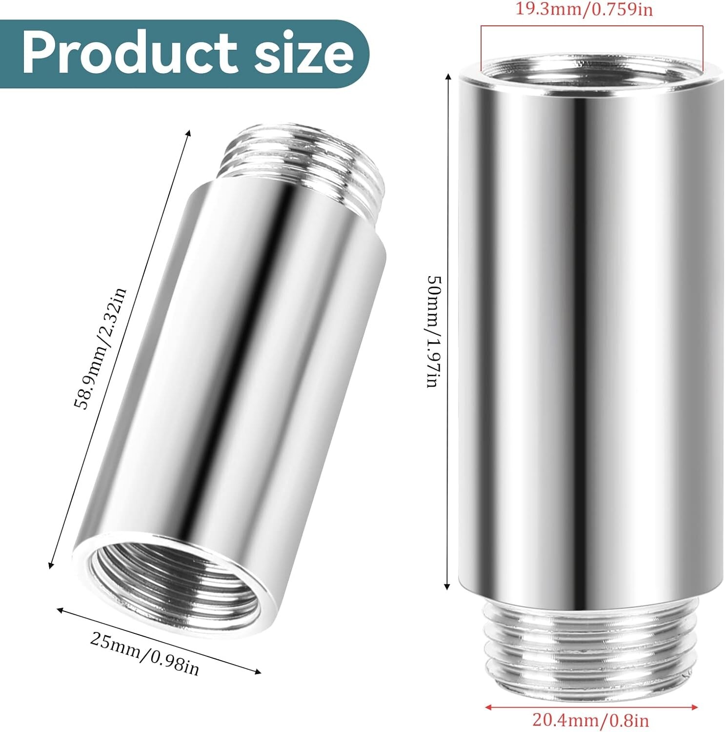 Shower Head Extension Pipe 2 Pcs Stainless Steel Bathroom Shower Extension Arm gallery