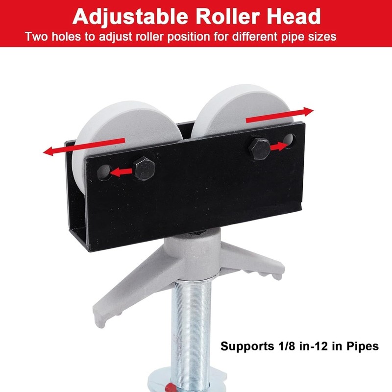 2500 lbs Roller Head Pipe Stand Foldable Jack Stand 28"-52" Height 12 in Load US gallery