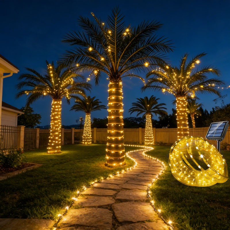 Solar LED Rope Lights Outdoor Waterproof Solar Powered String Lights Garden Pati gallery