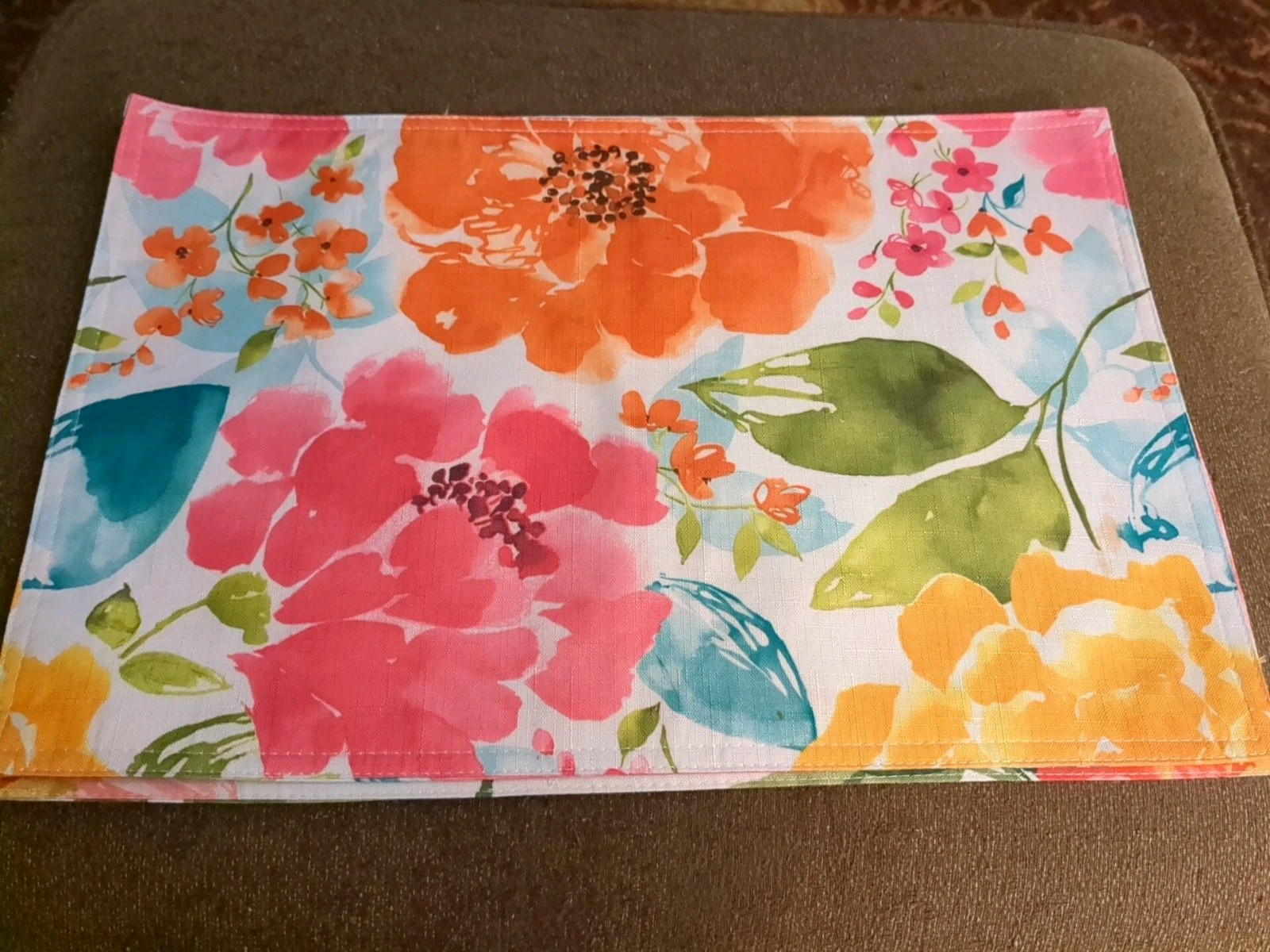 Spring Summer Placemats Set Of 2 Bright Floral Decor Fabric 19x13" gallery