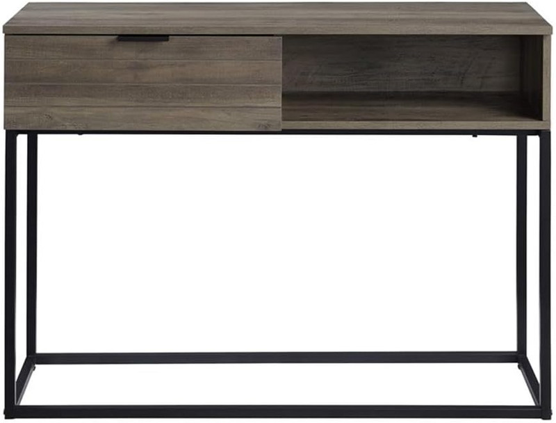 Rustic Oak and Black Galeno Engineered Wood & Metal Writing Desk gallery