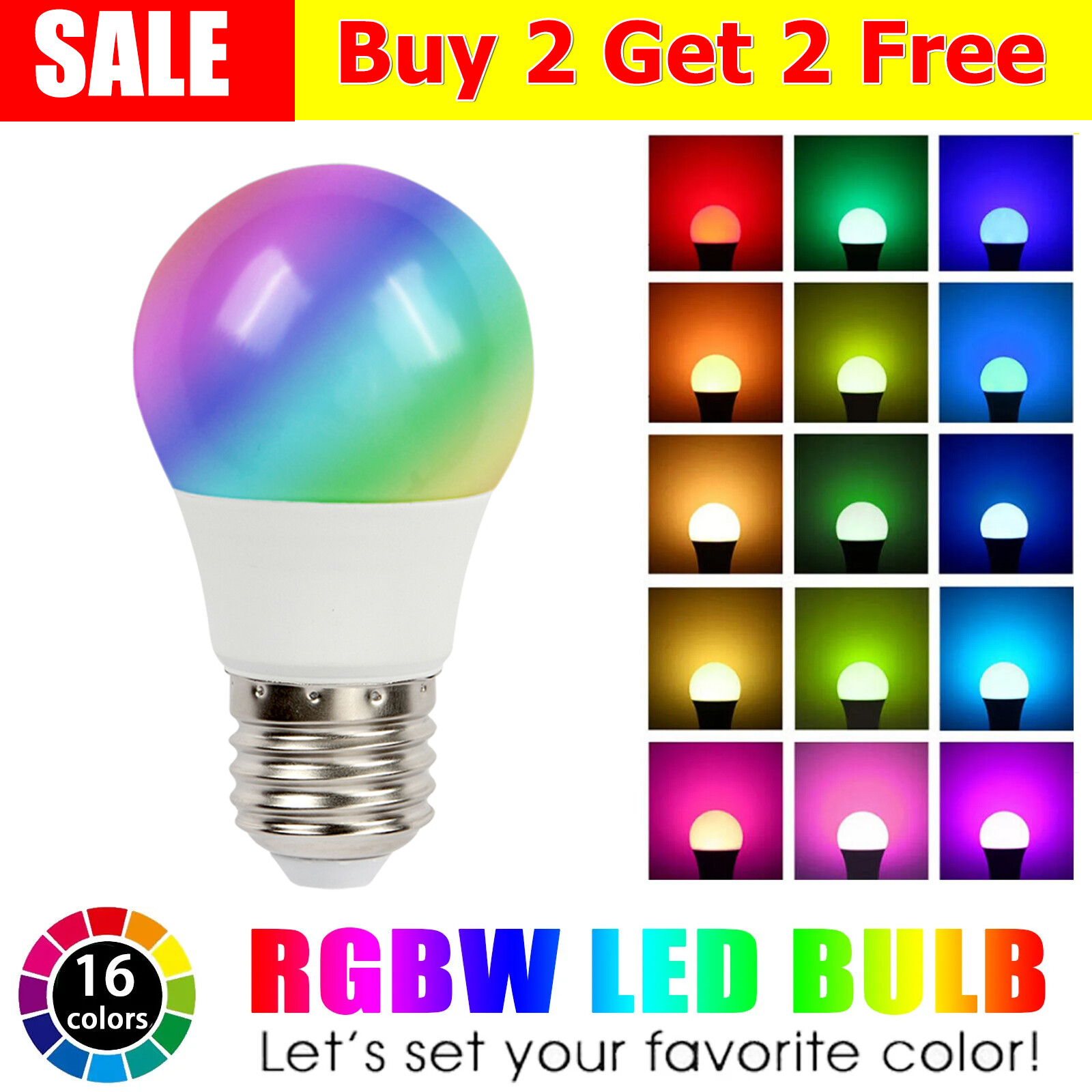E27 RGB LED Light Bulb 16 Color Changing Dimmable Lamp Remote Control Colorful gallery