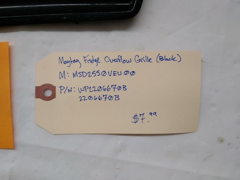 Maytag Refrigerator Overflow Grille (Black) P/N: WP2206670B , 2206670B gallery