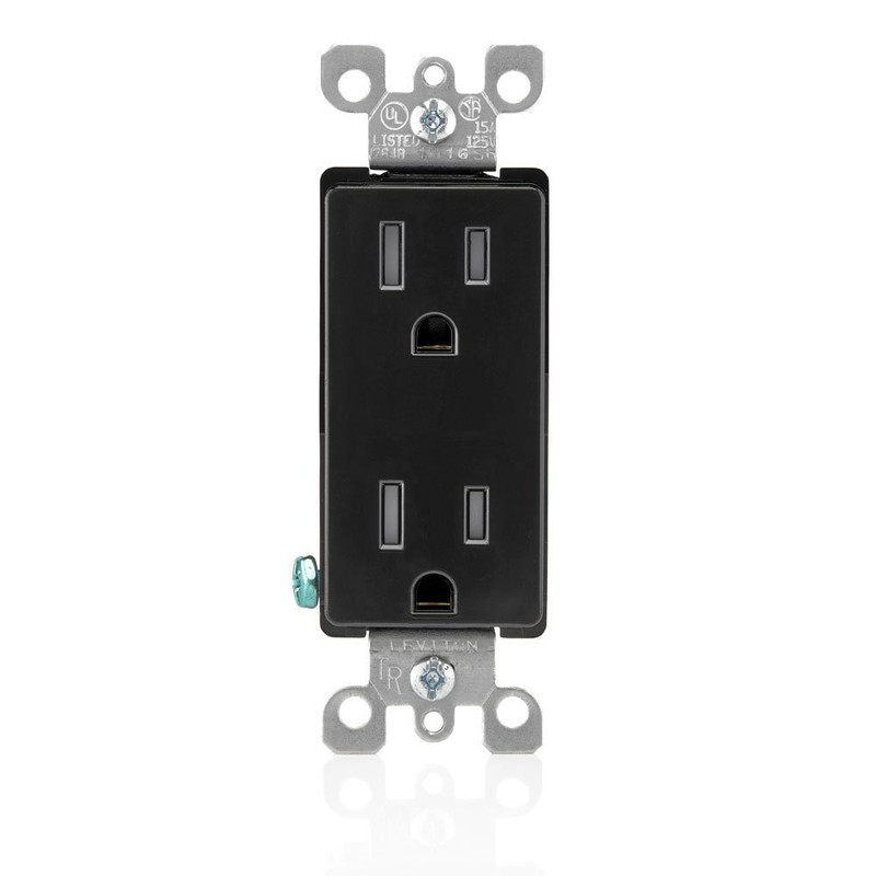 15 Amp Decora Tamper-Resistant Duplex Electrical Wall Outlet, , Black gallery