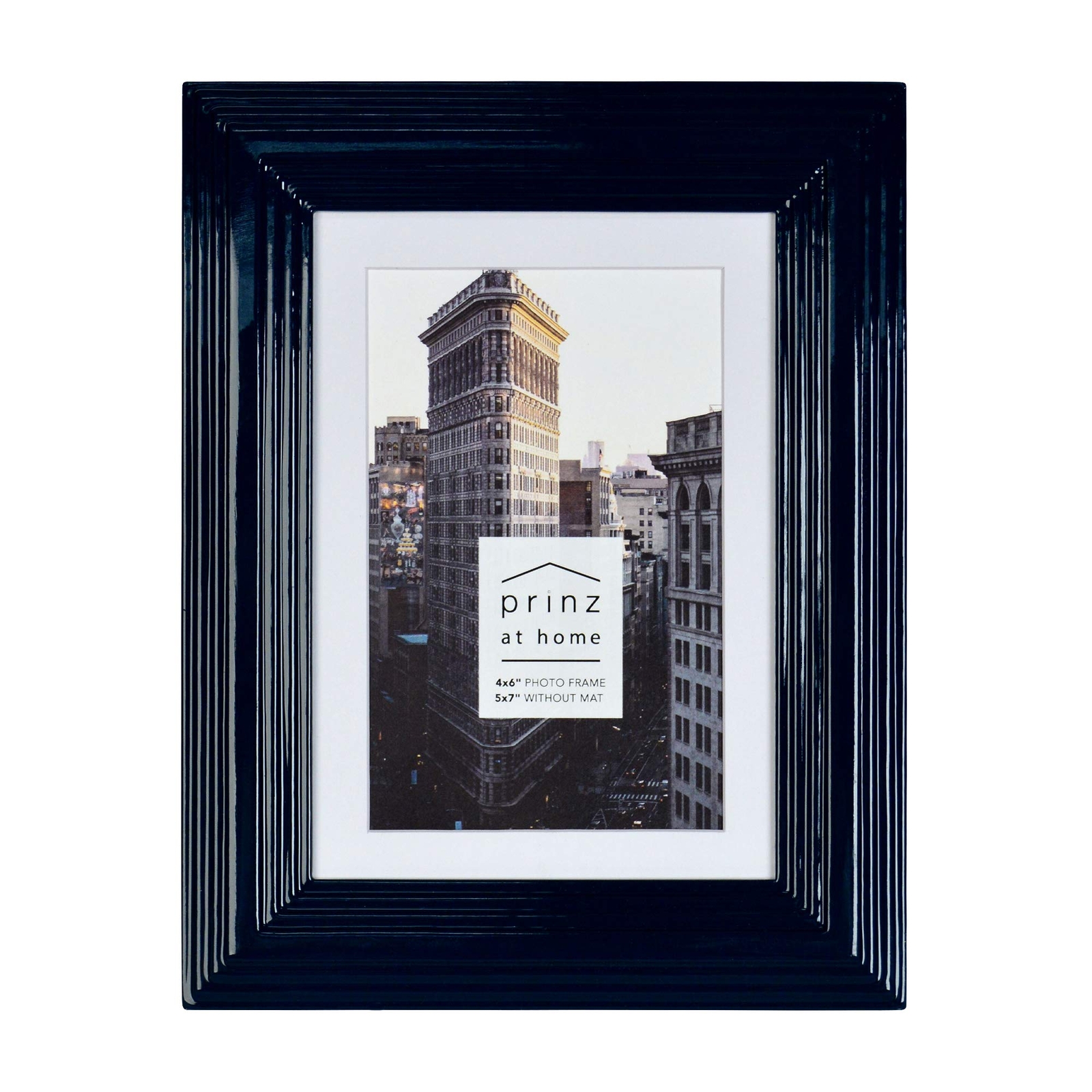 PRINZ Midtown High Gloss 4x6" Molded Modern Picture Frame, Dark Blue Midnight gallery