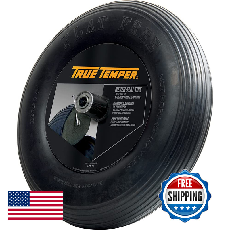 Ames True Temper Fftcc 8 In. Hub Never Flat Wheelbarrow Tire Ribbed Tread gallery