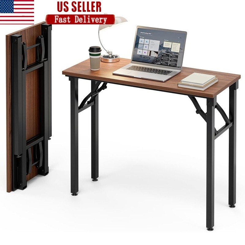 Folding Desk No Tools Assembly Compact Lightweight Workstation Home Office Study gallery