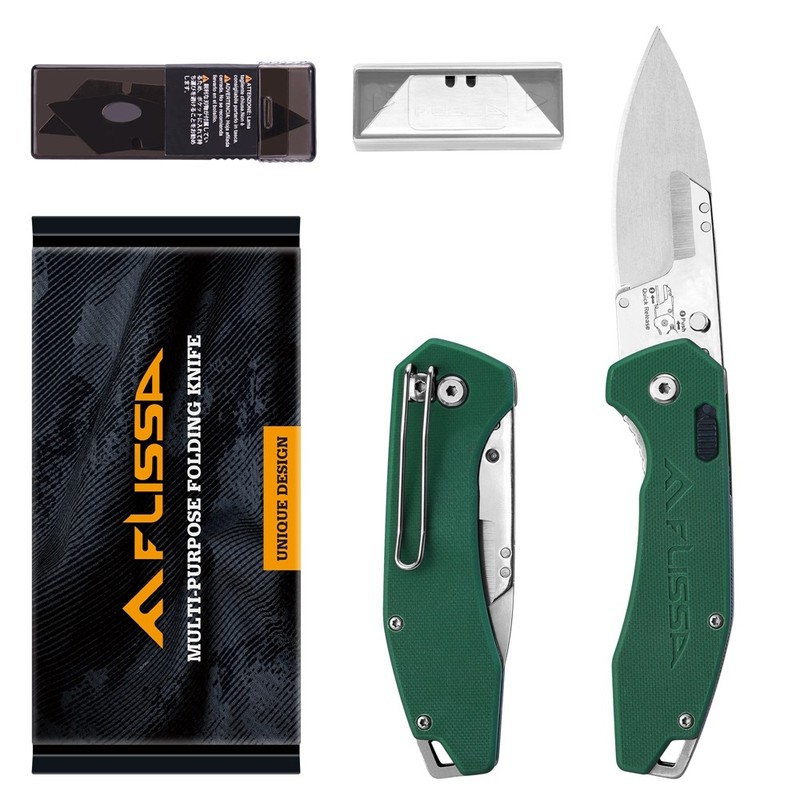 FLISSA Replaceable Blade Folding Knife 3-in-1 Pocket Hunting Knives G10 Handle gallery