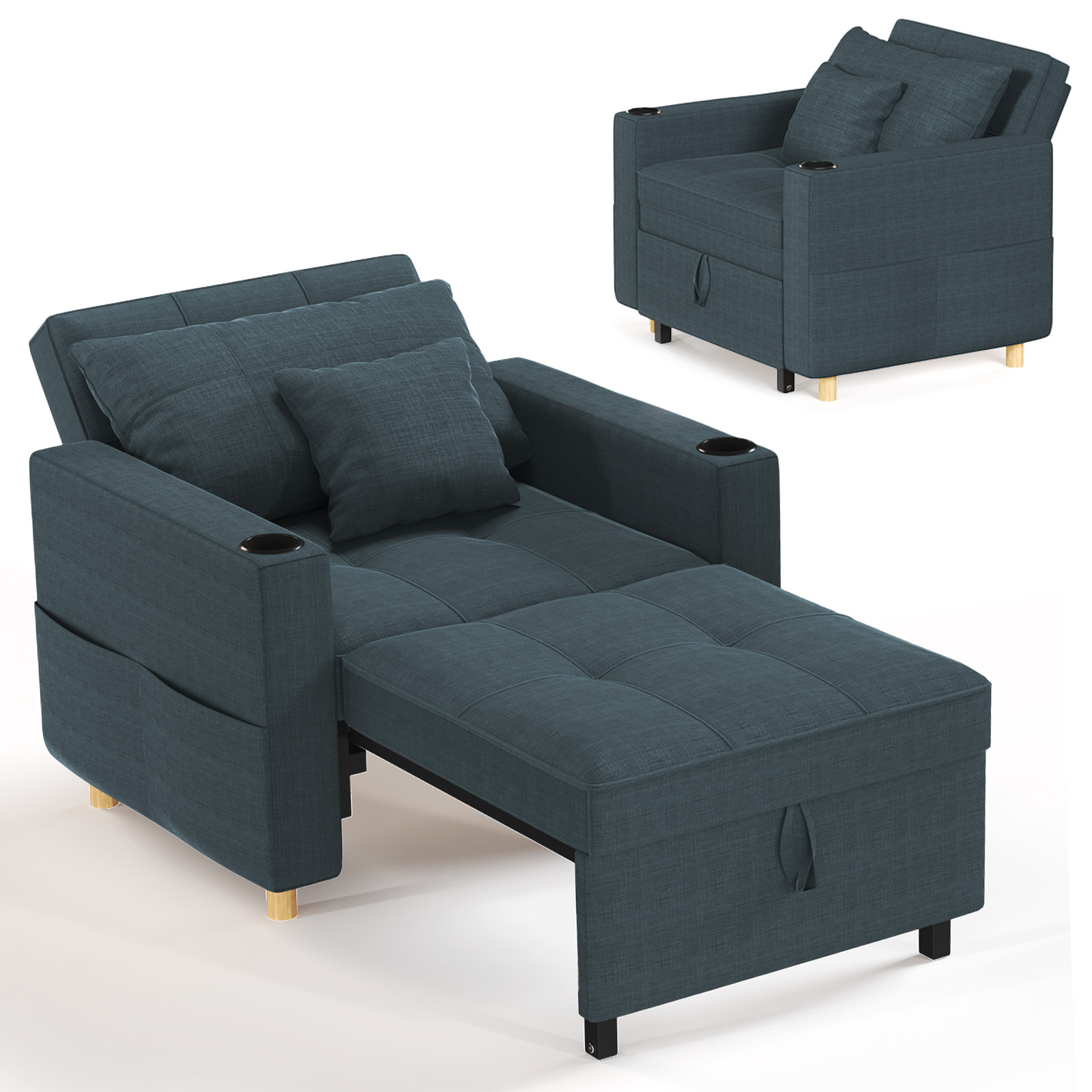38" Sleeper Chair Bed 3-in-1 Convertible Pull Out Sofa with Adjustable Backrest gallery