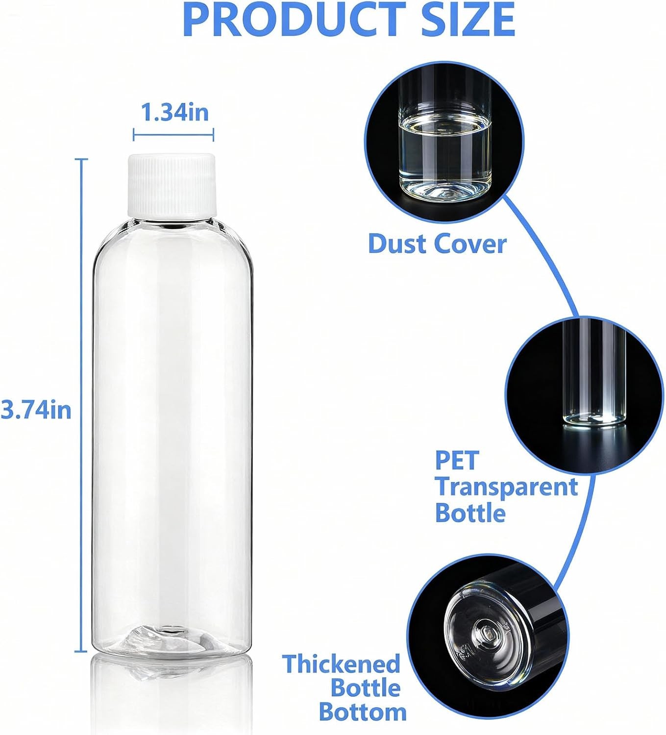 6 Pack 2oz Clear Plastic Shot Bottles with Cap 60ml Travel Juice Wellness Liquid gallery