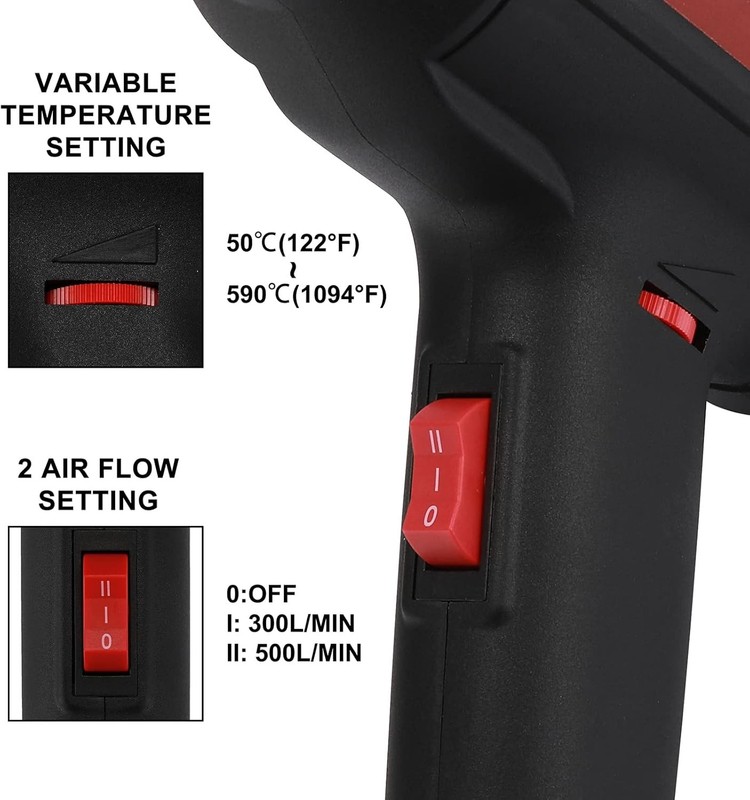 1600W Heat Gun with Variable Temperature Mode 122℉~1094℉(50℃- 590℃) Fast Heating gallery