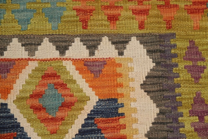 All-Over Pattern Reversible Kilim Area Rug 5x7 Wool Flatweave Carpet gallery