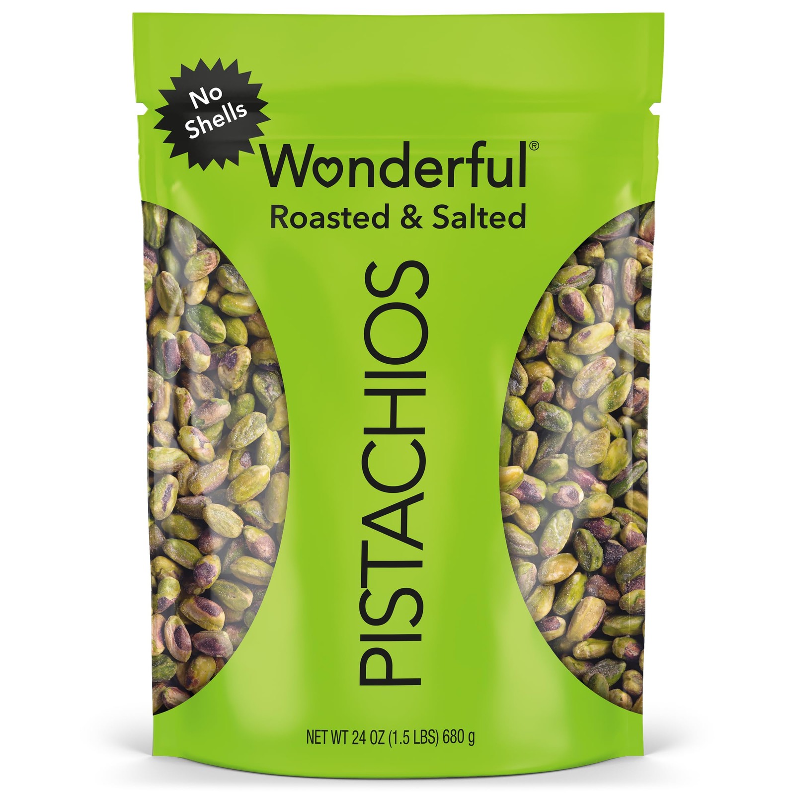 Wonderful Pistachios No Shells, Roasted & Salted Nuts, 24 Ounce Resealable Bag, gallery