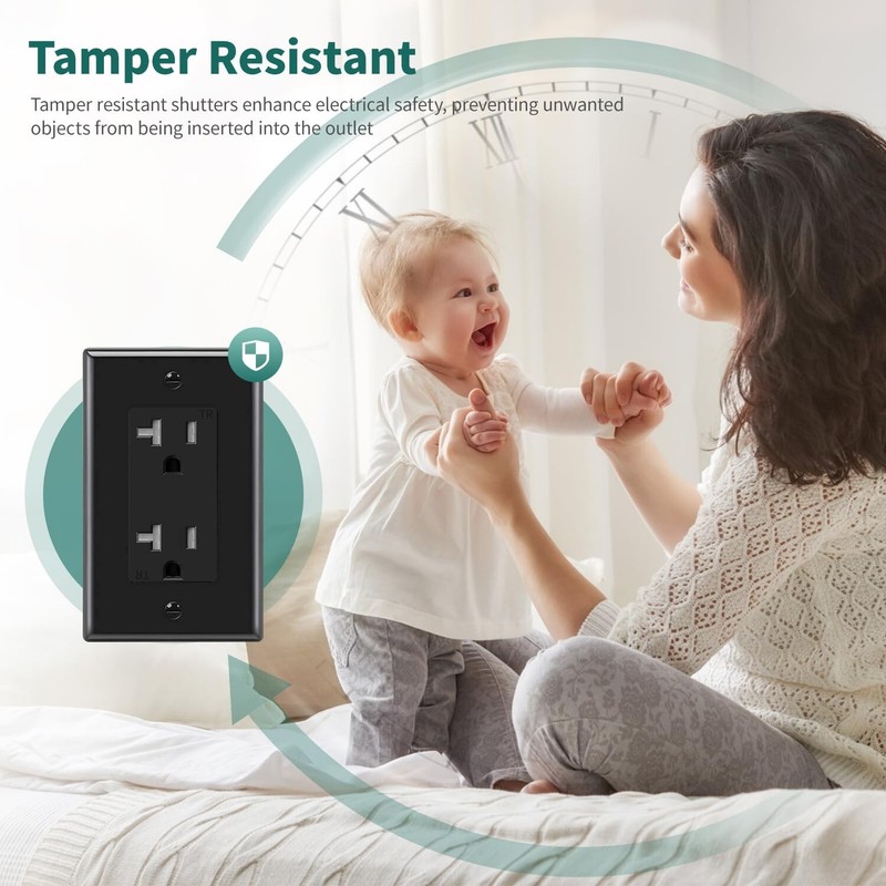 50 Pack Outlet Socket, Decora Duplex Receptacle, 20 Amp 125 Volt With Plate gallery