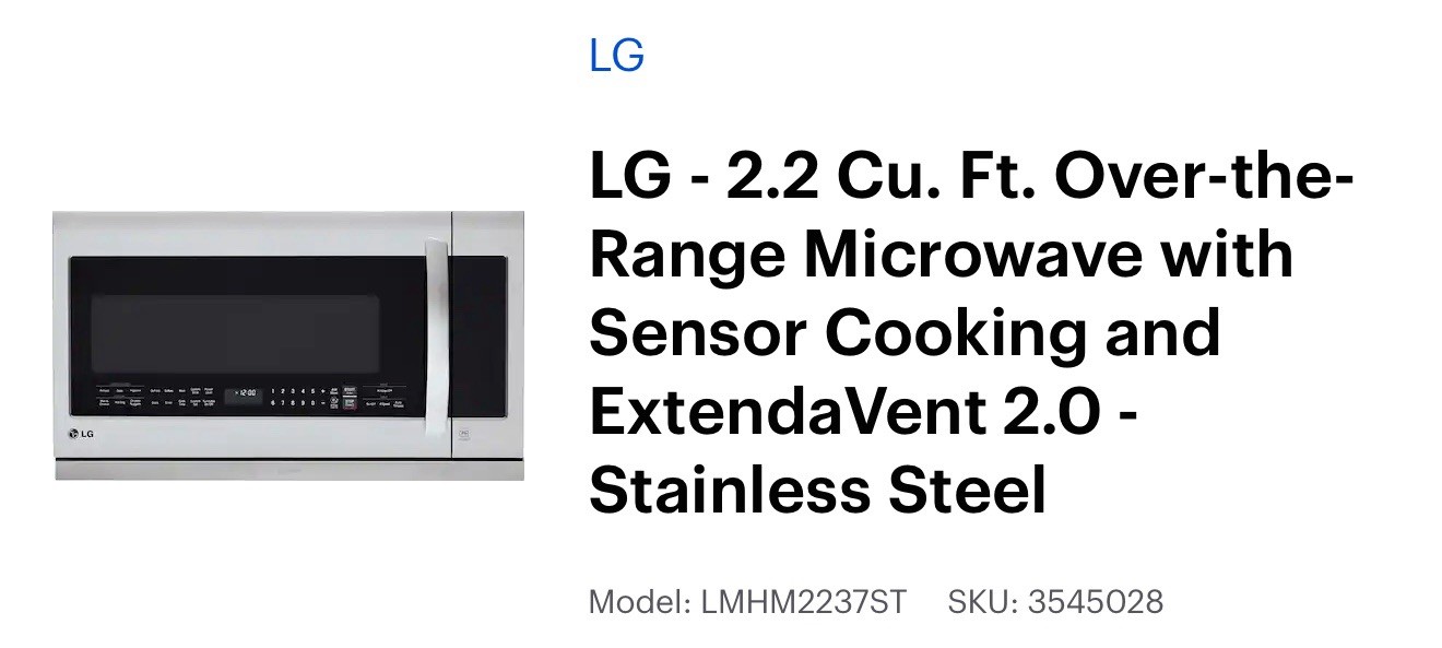 LG 2.2 cu ft Over-the-Range Microwave Sensor Cooking ExtendaVent 2.0 SS gallery