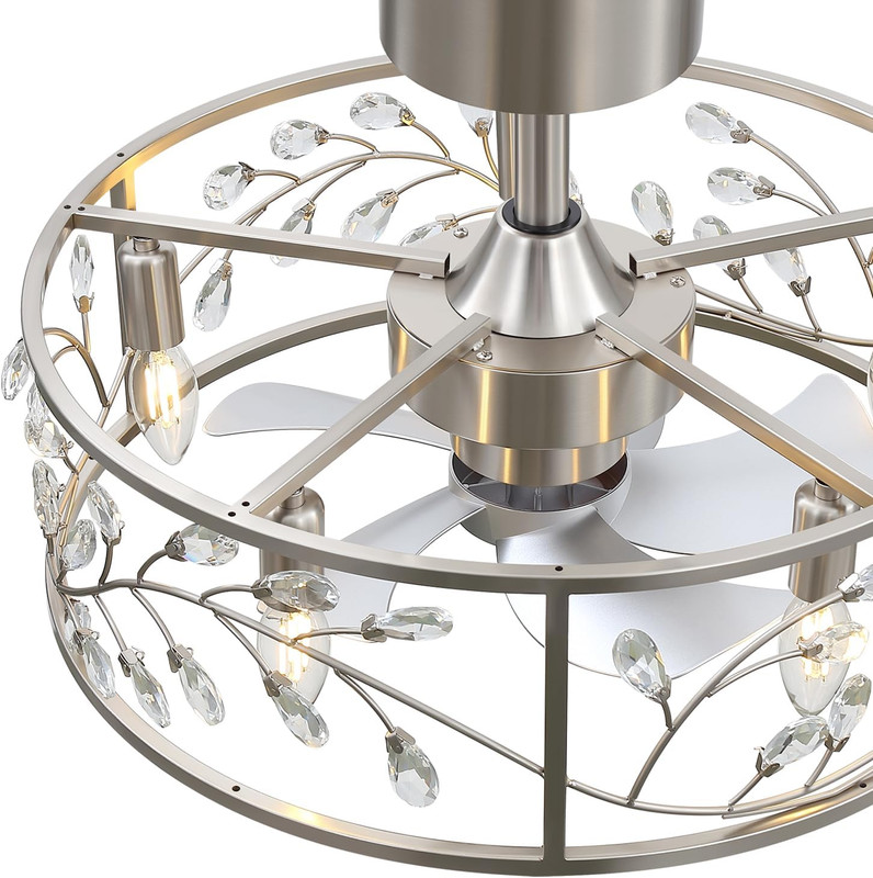 20" Modern Caged Ceiling Fan with Light & Remote, Quiet Reversible Motor gallery
