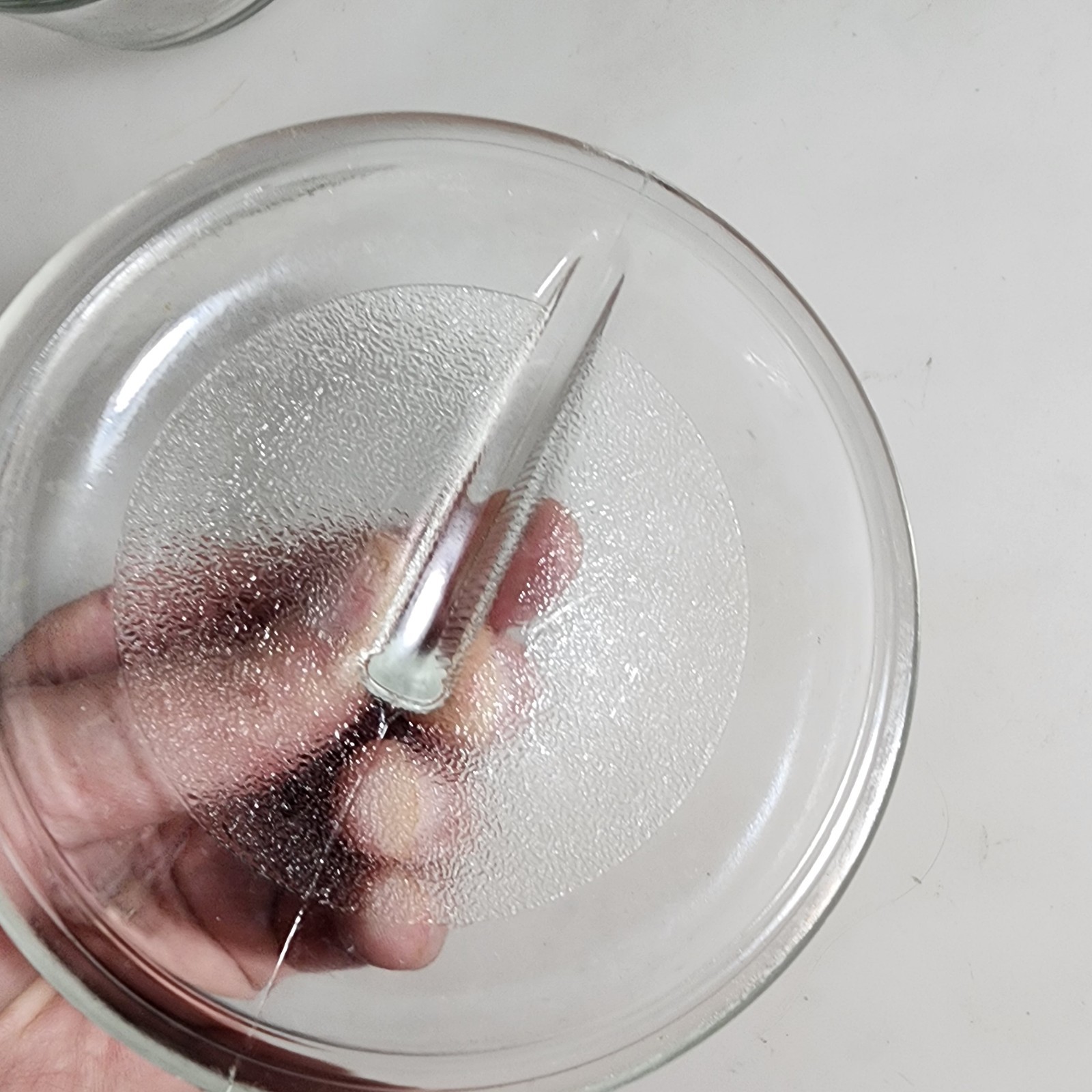 Vintage Glasbake Shark Fin Round Ribbed Handle 4 3/4” J-313 Lid & Bowl No Chips gallery