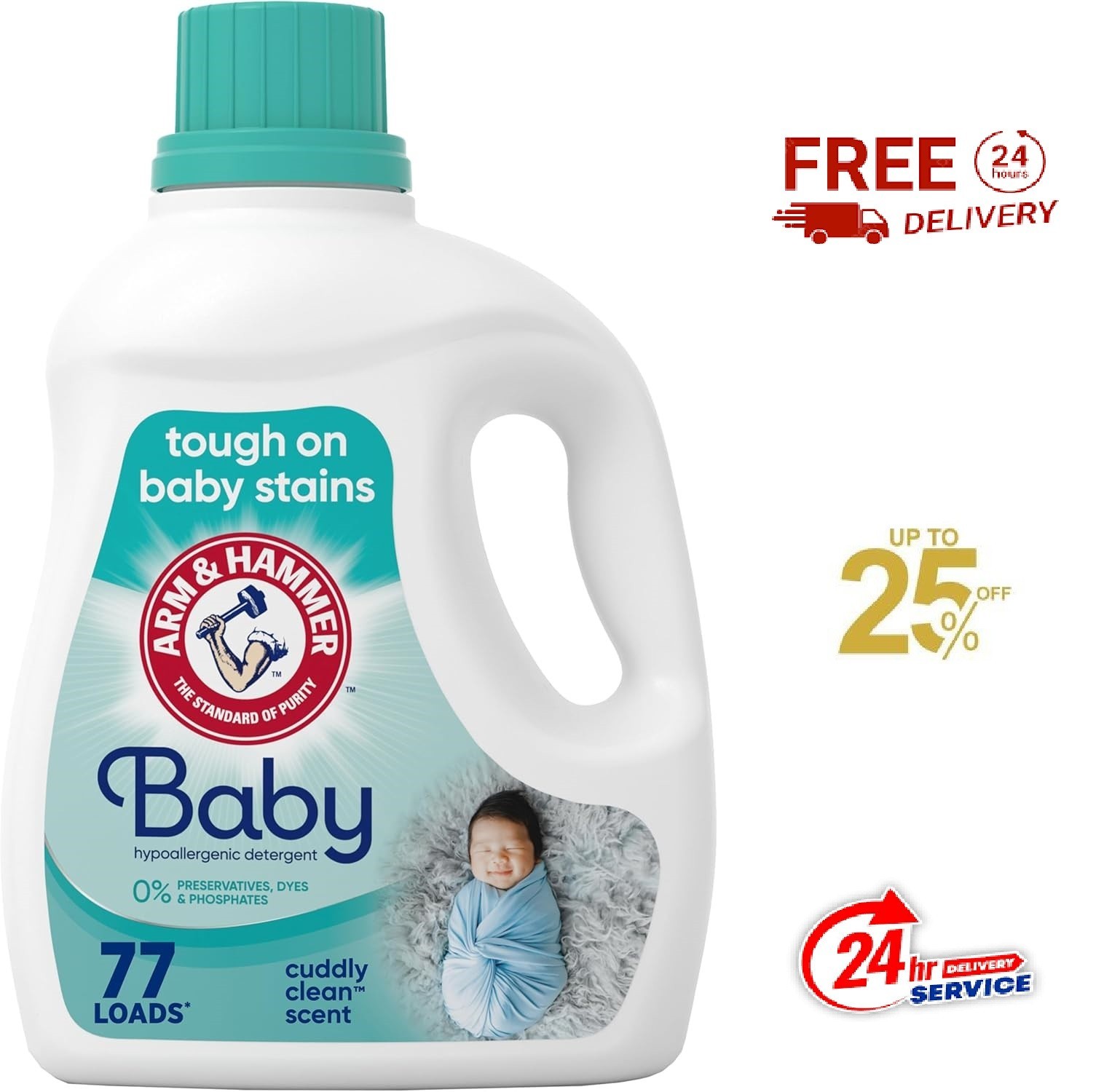 Arm & Hammer Baby, 77 Loads Liquid Laundry Detergent, 100.5 Fl oz gallery