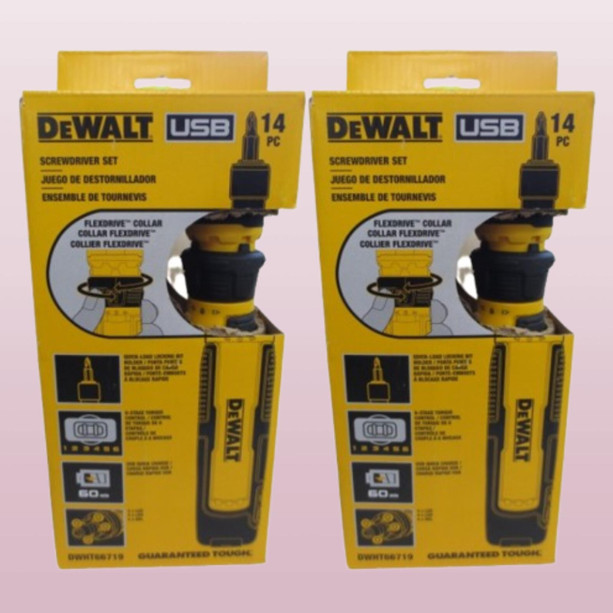 DEWALT USB RECHARGEABLE DWHT66719 FLEXDRIVE CORDLESS SCREWDRIVER 14PC SET -2PACK gallery