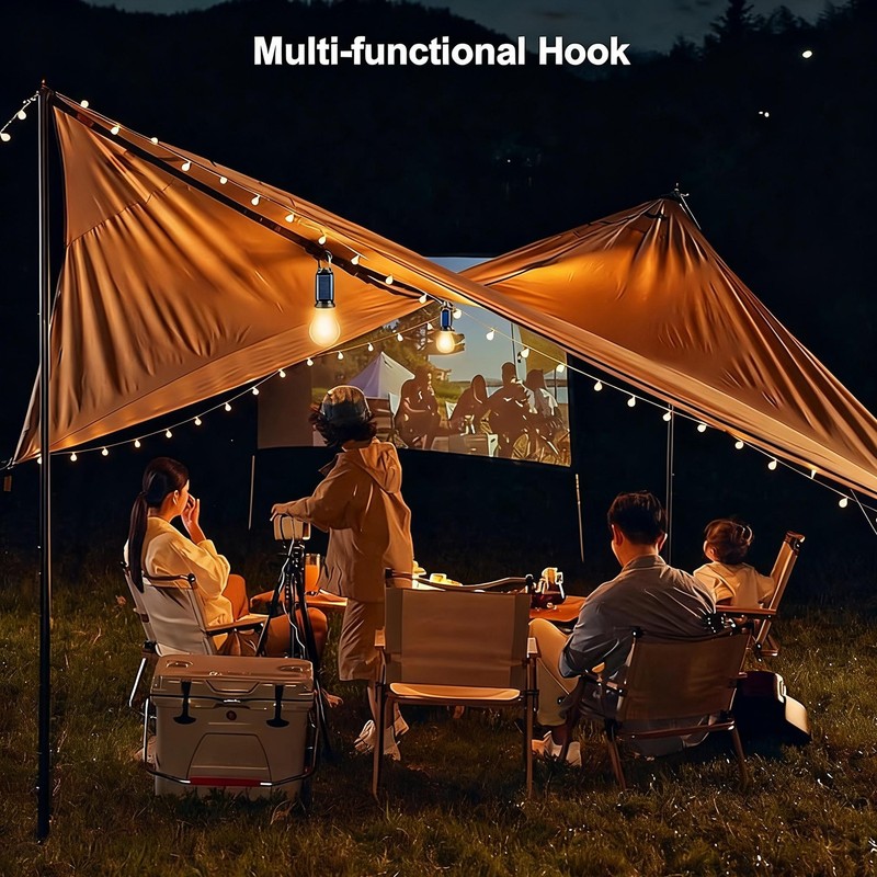 4Pcs Solar Hanging LED Light Bulb Outdoor Waterproof Tent Camping Lights Lamp US gallery