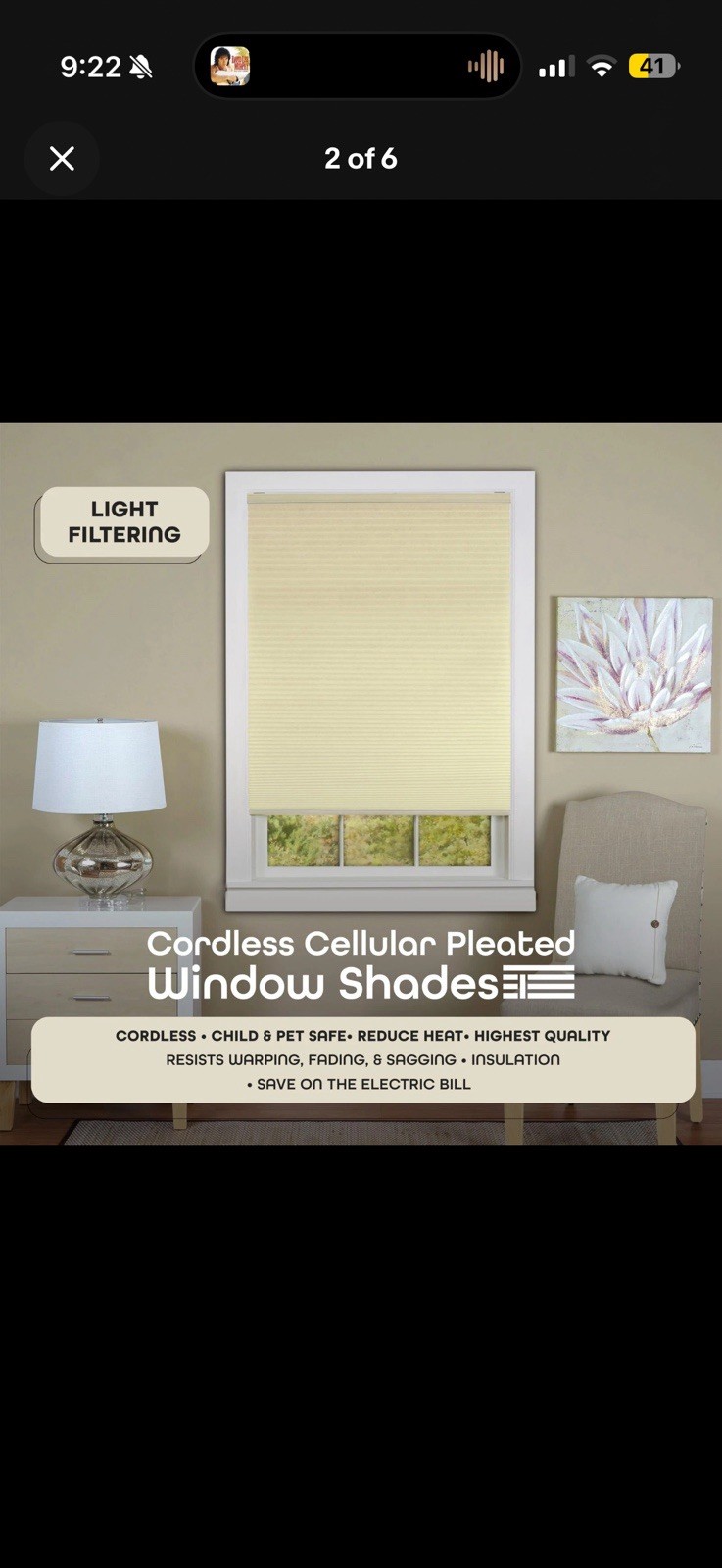 Cordless Light Filtering Cellular Pleated Window Shades - 27 Inch Width, 64 I... gallery