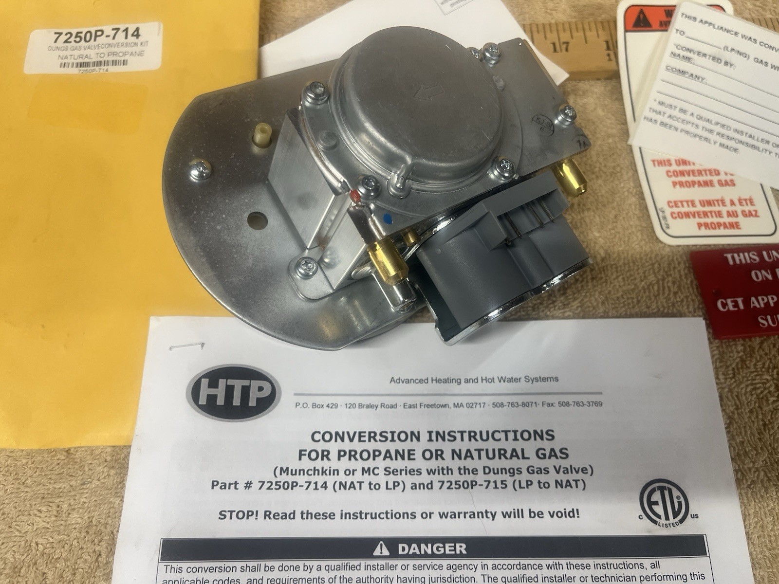 HTP Munchkin/MC Natural Gas to Propane Conversion Kit/ gas valve 7250P-714 / 715 gallery