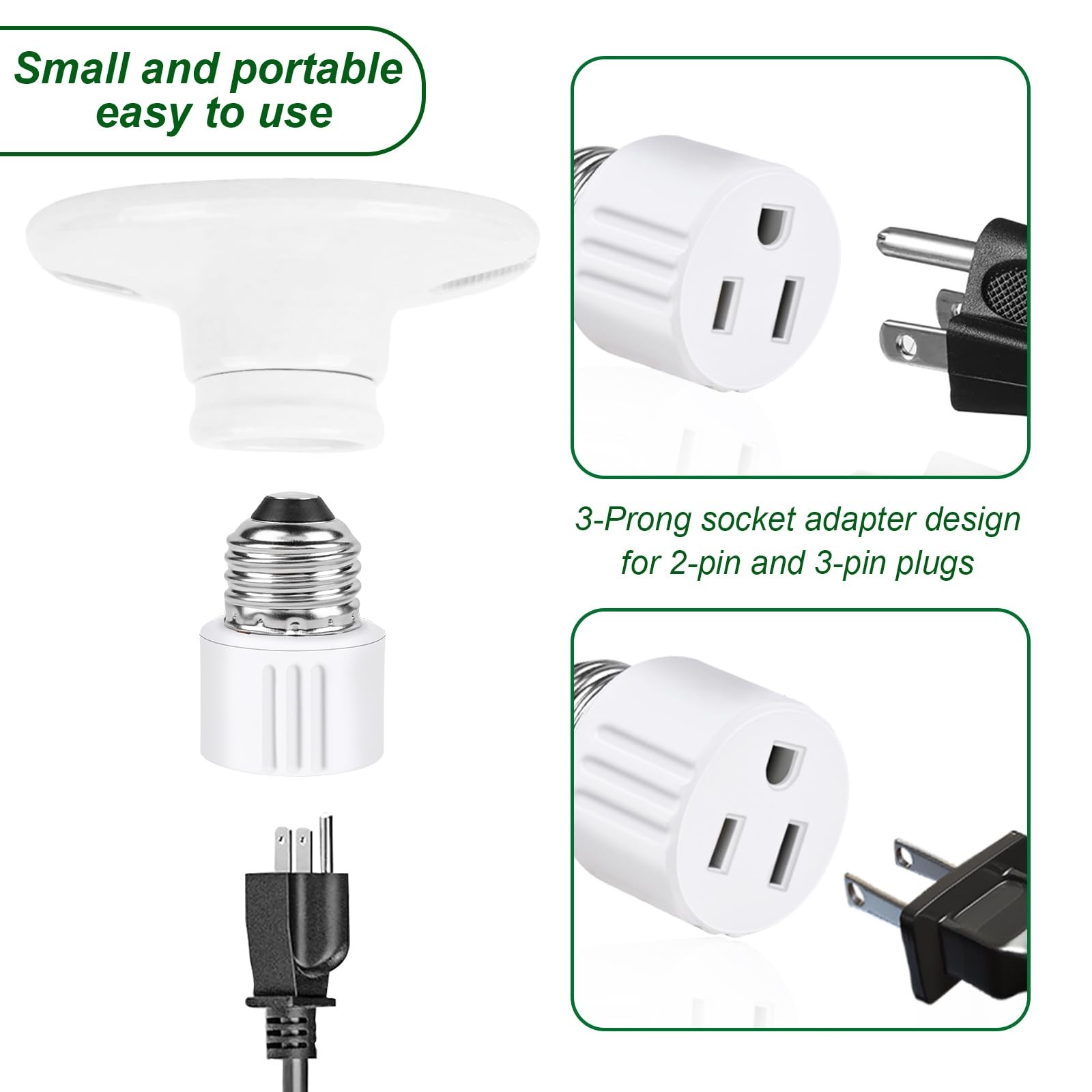 Outlet Light Socket Adapter,Screw in Outlet Socket,E26 Light Bulb to Outlet S... gallery