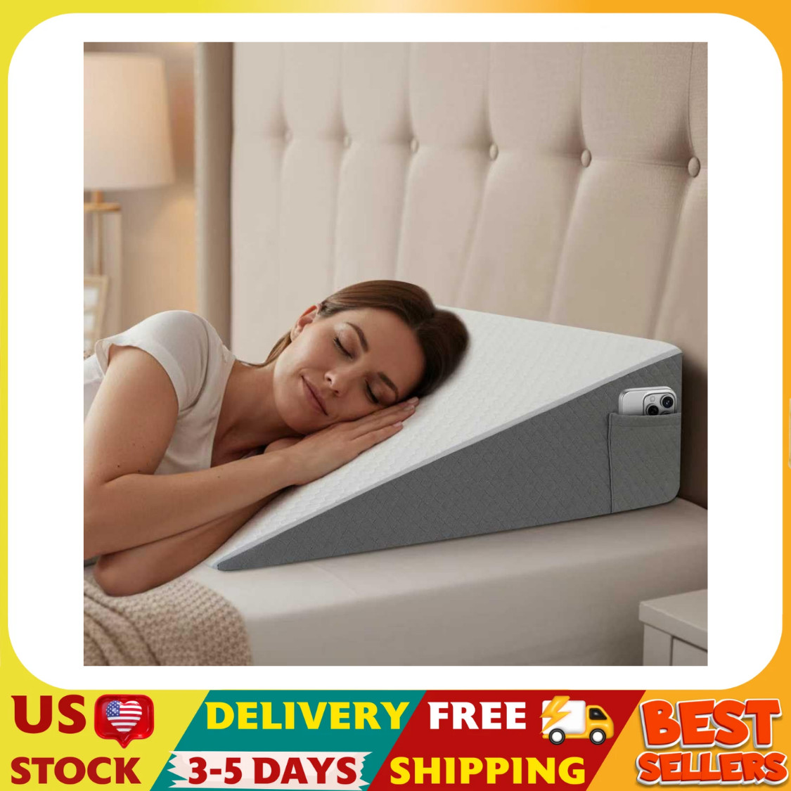 Bed Wedge Pillow for Sleeping & Resting, 8 inch Incline Pillow Wedge for Adults gallery