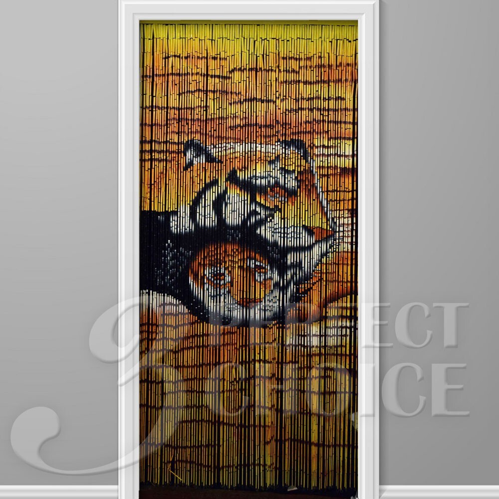 Bamboo Handmade Curtain Beads Window Door Shoji Room Divider Tiger Tigers Print gallery