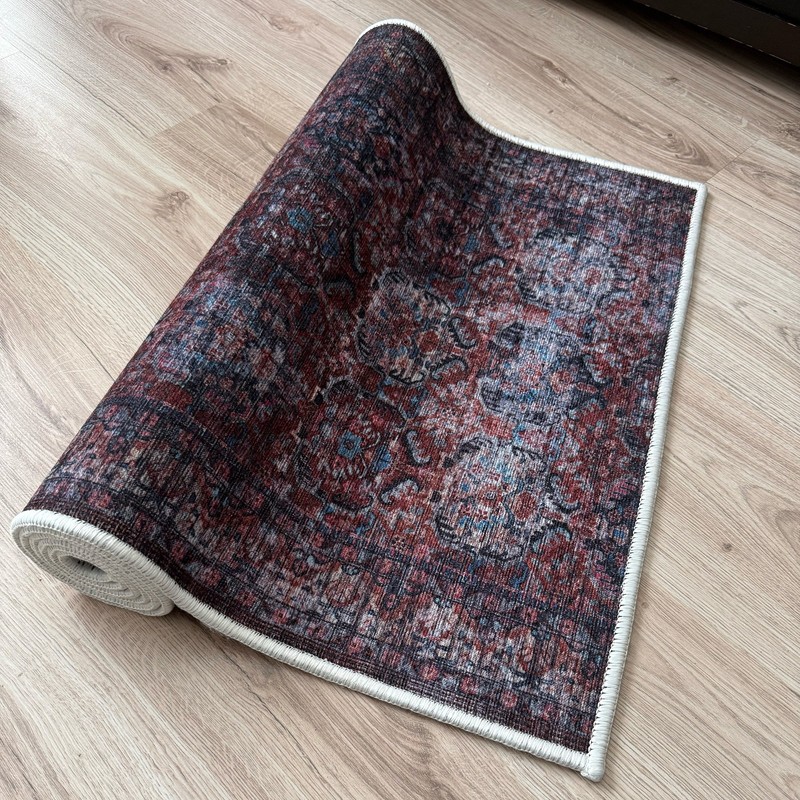 Custom Size Anti Slip Soft Pile Bordered Beige Design Runner Rug 26" Wide gallery