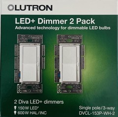Lutron Diva LED+ Dimmer Switch for Dimmable LED Bulbs (DVCL-153P-WH-2) (2-Pack)
