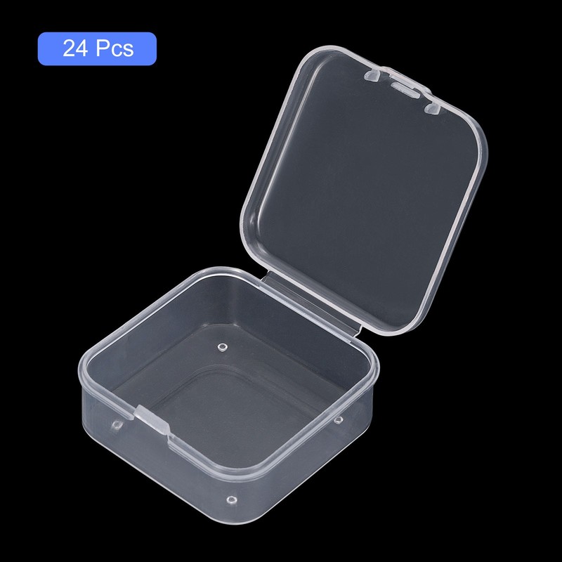 24Pcs Small Plastic Beads Storage Containers with Lids Square 1.8x1.77x0.79" gallery