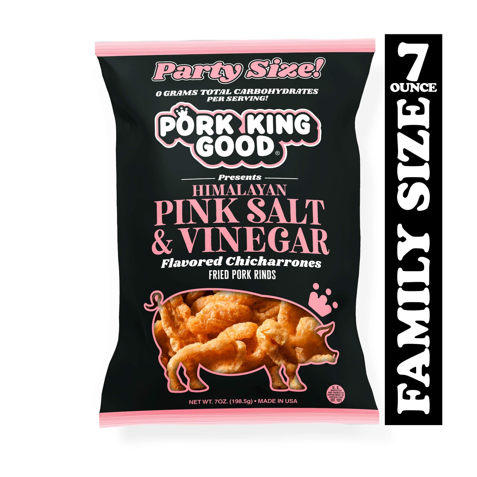 Pork King Good Pork Rinds Himalayan Pink Salt & Vinegar 7 Ounces Pack of 6 gallery