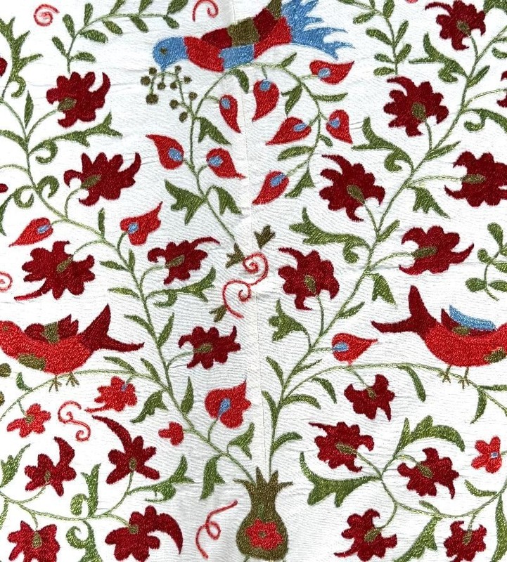 TABLE TOP - WALL HANGING- UZBEK SUZANI 40" x 37" - SILK EMBROIDERY ON COTTON gallery