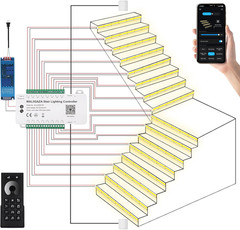 Smart Motion Sensor LED Stair Lights Kit with APP & Remote Control, 3000K