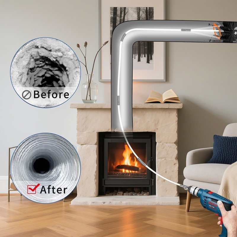 Dryer Vent Cleaning Kit Flexible Remove Chimney Lint Dust Debris Brush Head 9Pcs gallery
