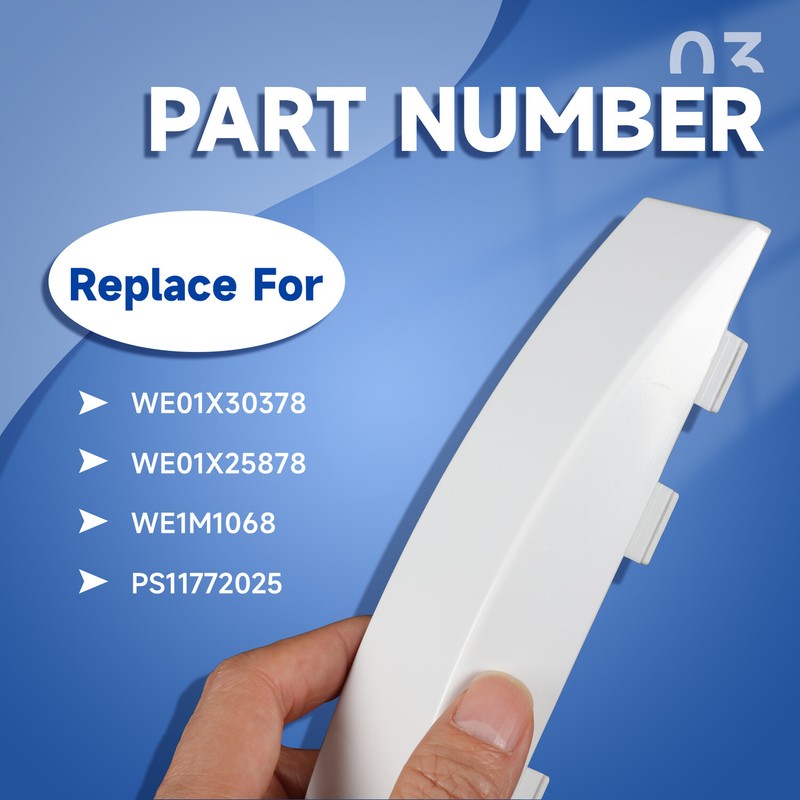 New Dryer Solid Door Handle White For GE Dryer #WE01X30378 #WE1M1068 #PS1177202 gallery