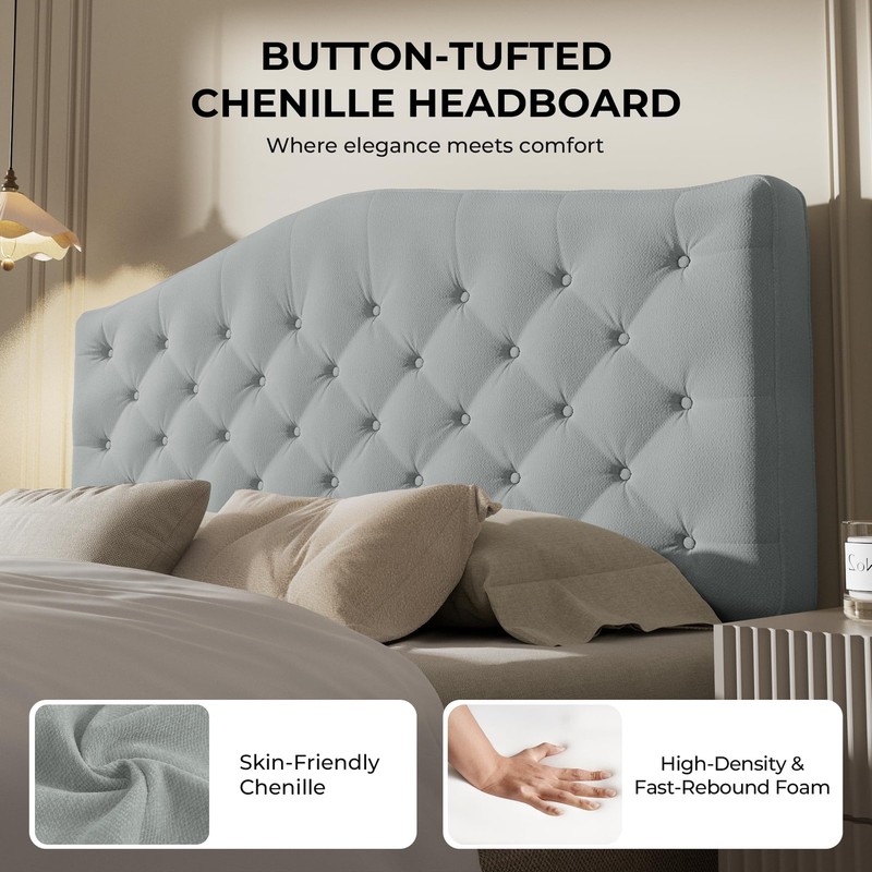 Upholstered Headboard Queen Size with 4" Thickened High-Density Sponge, Moder... gallery