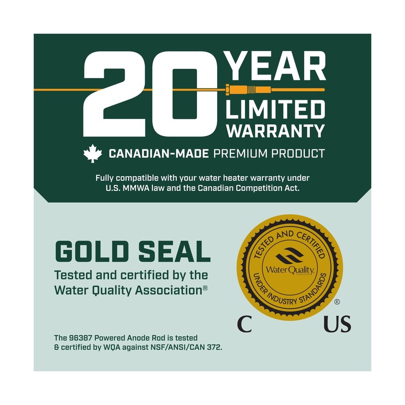 Corro-Protec Powered Anode Rod for Water Heater, 20-Year Warranty, Eliminates... gallery