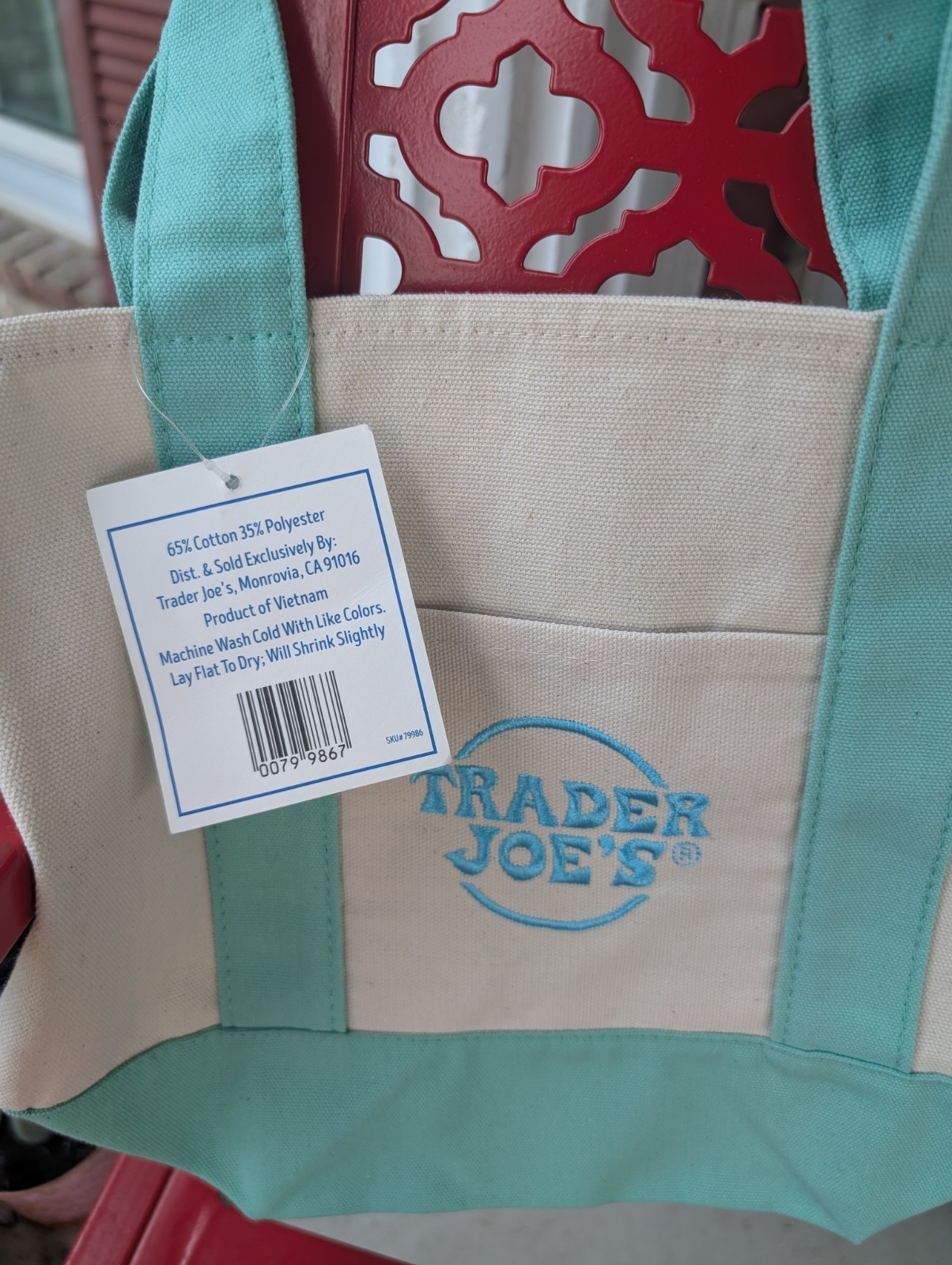 TRADER JOE'S ~ Mini Pastel Canvas Tote Bag { GREEN } gallery