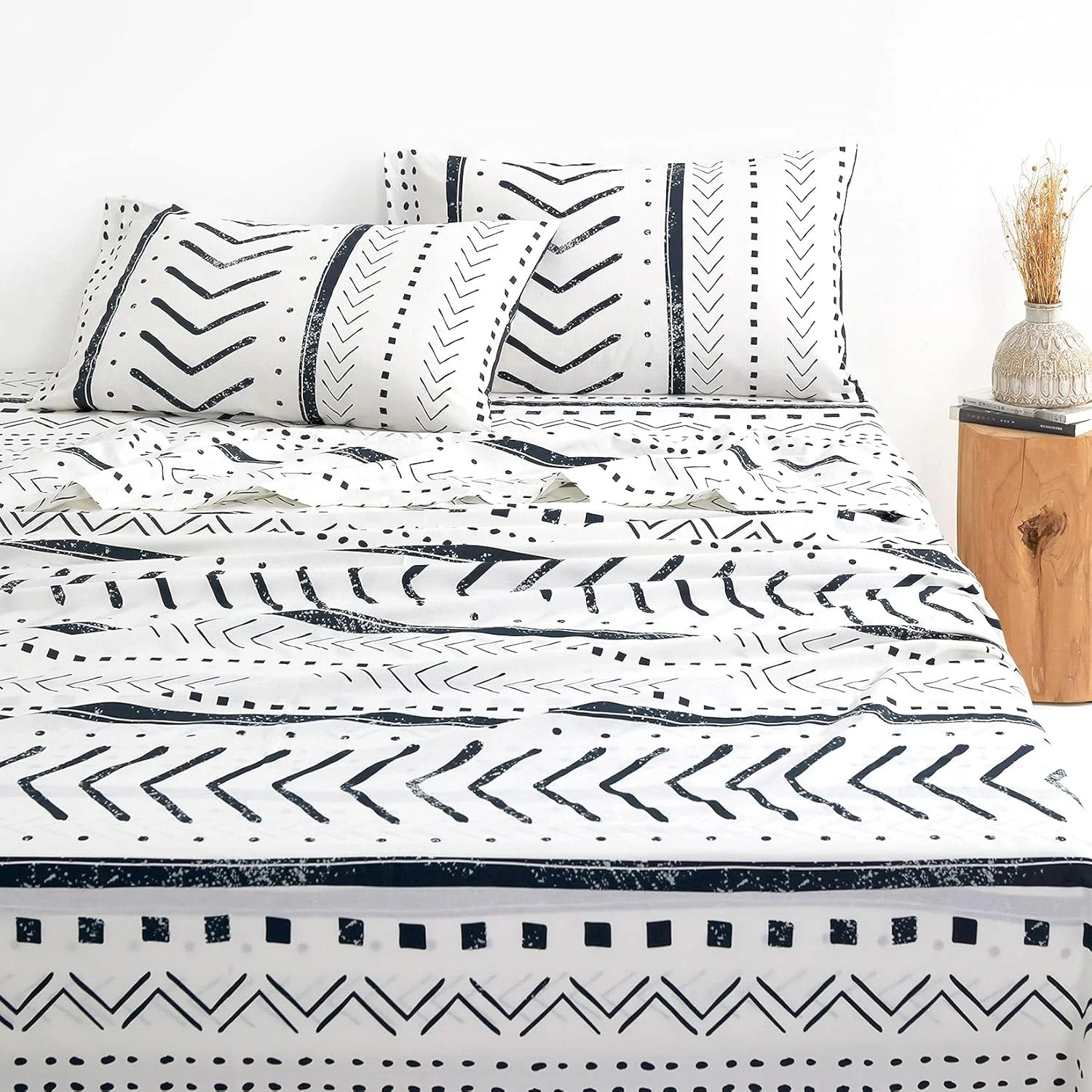 Wake In Cloud - Aztec Bed Sheets, 100% Cotton, 4-Piece Sheet Set, Geometric West gallery