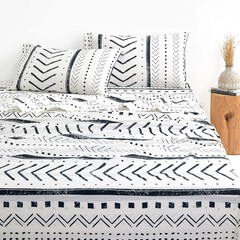 Wake In Cloud – Aztec Bed Sheets, 100% Cotton, 4-Piece Sheet Set, Geometric West