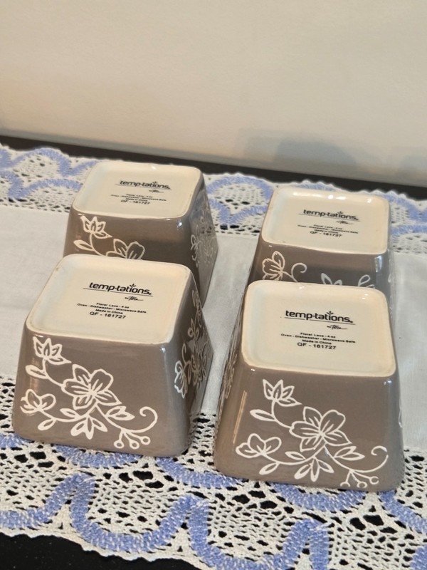 Temptations Bakeware 4 Piece Ramekin Set Beige Neutral 3" x 3" x 2" 4 ounces gallery