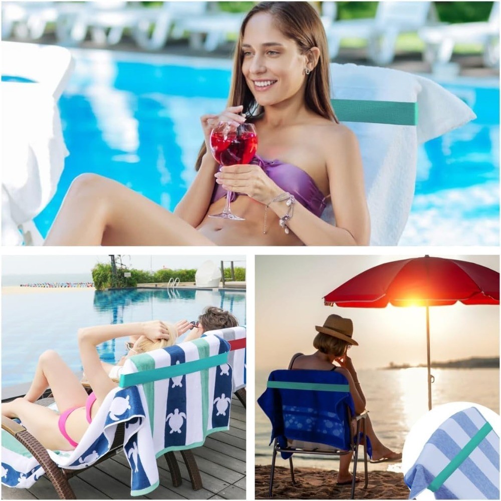 Beach Towel Bands (4 Pack), Beach Chair, Pool Chairs & Cruise Ship Essentials, gallery
