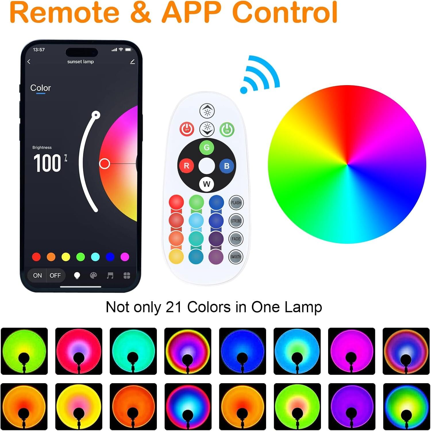 Sunset LED Lamp Projector, 21 Colors Changing App & Remote Control Mood... gallery